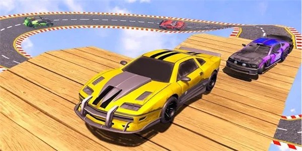 巨型坡道汽车跳跃特技3d
