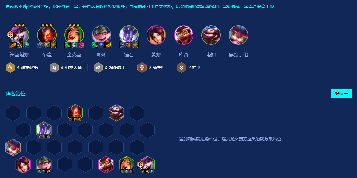金铲铲之战小炮阵容怎么搭配
